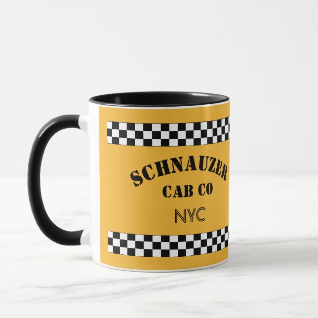 Custom Schachbrett Cab Taxi Stil Gelb und Schwarz Tasse (Links)