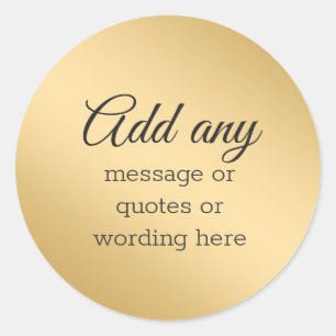 CUSTOM Schlichtes Elegantes Gold Runder Aufkleber