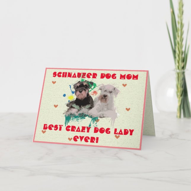 Custom Schnauzer Mama Hund Beste Crazy Dog Lady Ca Dankeskarte (Vorderseite)