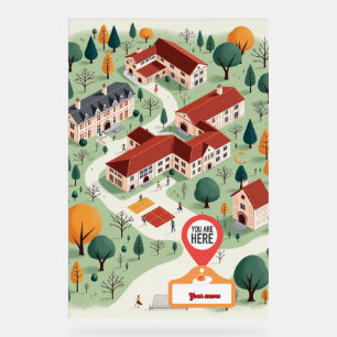 Custom School Map mit "You Are Here" Acrylschild