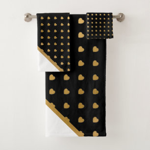 CUSTOM SCHWARZ-WEISS GOLD HEARS BADEZIMMER TOWEL S BADHANDTUCH SET