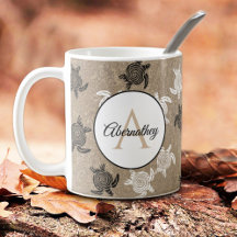 Custom Schwarz-weiß Tribal Art Turtles Pattern