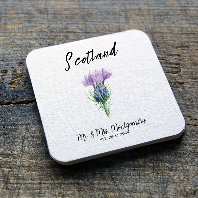 Custom Scottish Wedding Untersetzer, Personalisier Rechteckiger Pappuntersetzer (Von Creator hochgeladen)