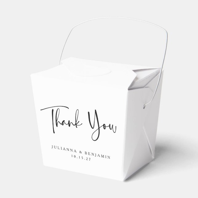 Custom Script Black and White Wedding Vielen Dank Geschenkschachtel (Vorderseite)