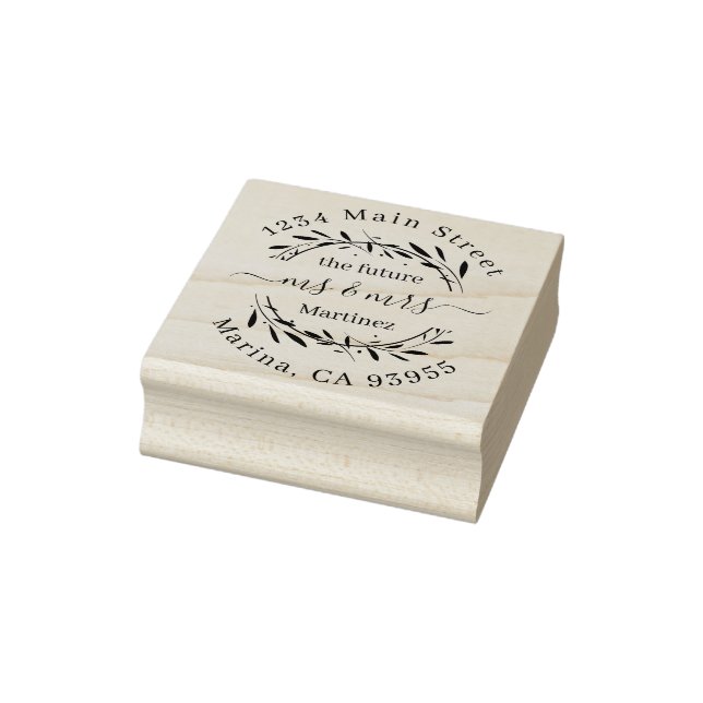 Custom Script Future Mr. und Mrs. Wedding Address Gummistempel (Stempel)