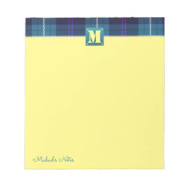 Custom Script Kariert Tartan Leather Monogram Yell Notizblock