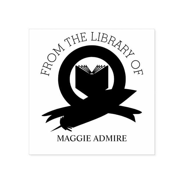 Custom Script Trendy Modern Floral Ex Libris Gesch Gummistempel (Prägung)