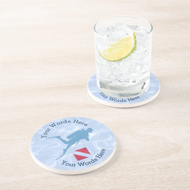 Custom Scuba Diver Down Untersetzer (Seite)