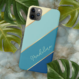 Custom Seafoam Blue Aquamarin Aqua Türkis Streifen Case-Mate iPhone Hülle