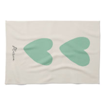 Custom Seafoam Green Mint Herz Küchentücher Handtu