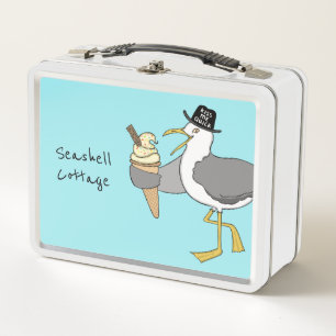 Custom Seagull Illustration Holiday Hotel/Rental Metall Brotdose