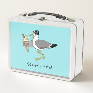 Custom Seagull Illustration Holiday Hotel/Rental Metall Brotdose