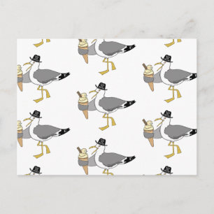 Custom Seagull Illustration Holiday Hotel/Rental Postkarte