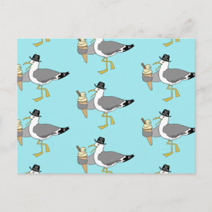 Custom Seagull Illustration Holiday Hotel/Rental Postkarte