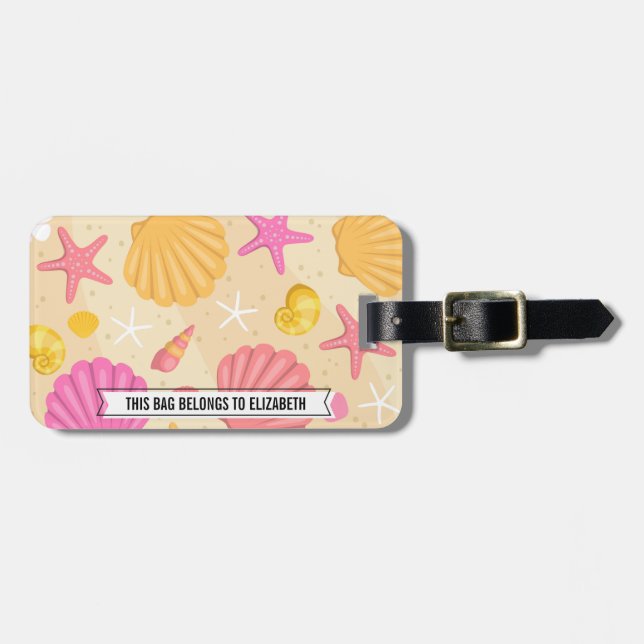 Custom Seashell Luggage Tag Gepäckanhänger (Vorderseite horizontal)
