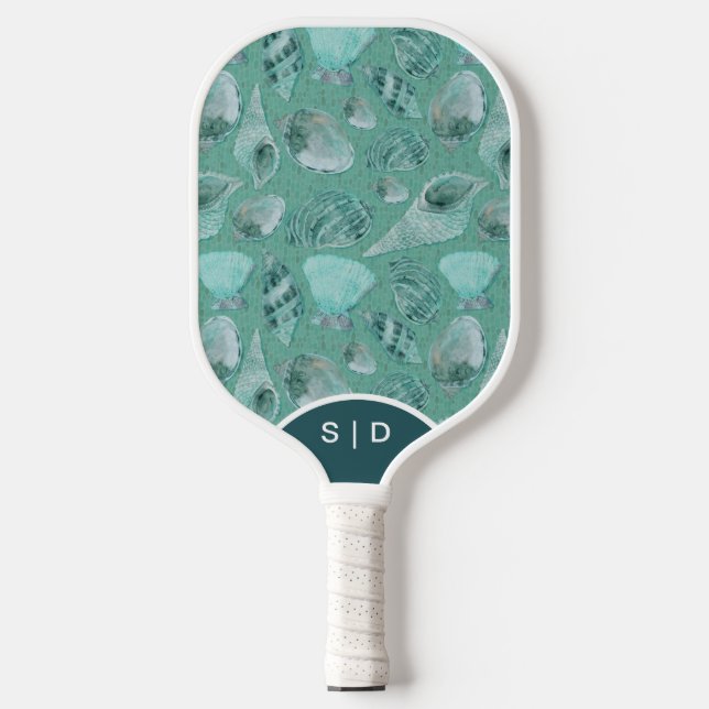 Custom Seashells Aqua Ocean Sands Pickleball Schläger (Vorderseite)
