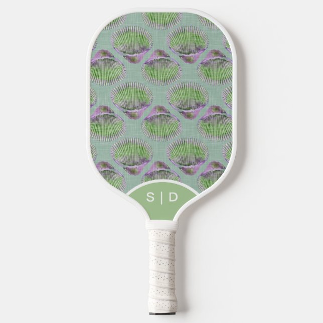 Custom Seashells Retro Green Pickleball Schläger (Vorderseite)