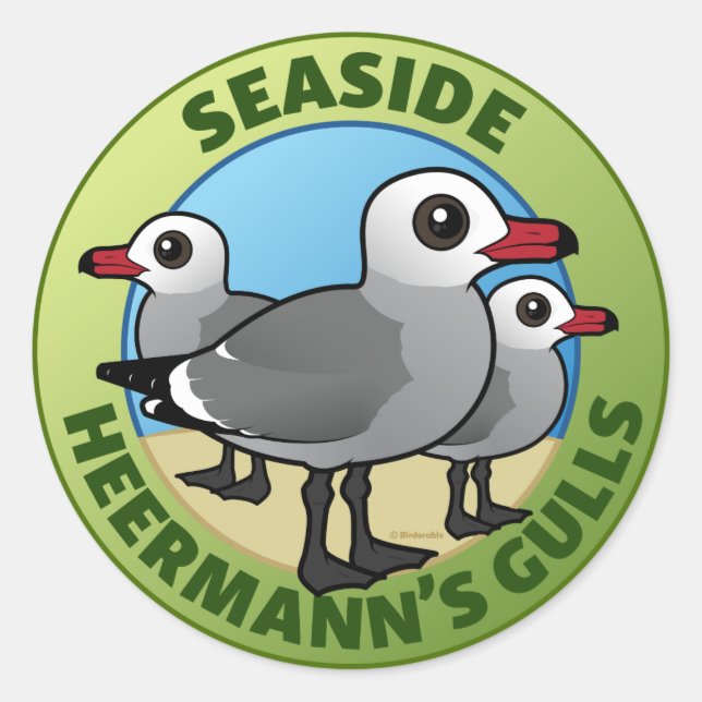 CUSTOM Seaside Heermanns Gulls Runder Aufkleber (Vorderseite)