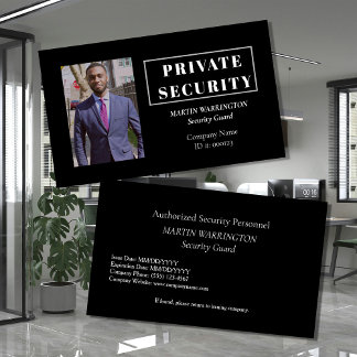 Custom Security Guard ID Photo Black Badge | Profe Visitenkarte