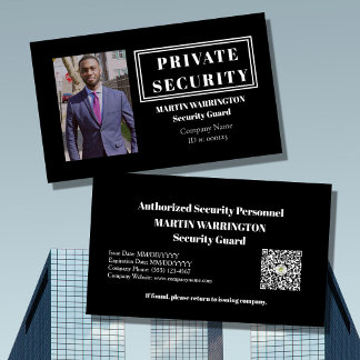 Custom Security Guard ID Photo Black Badge | Profe Visitenkarte