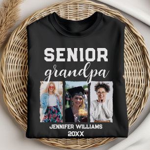 Custom Senior Grandpa Abschluss Foto & Name T-Shirt