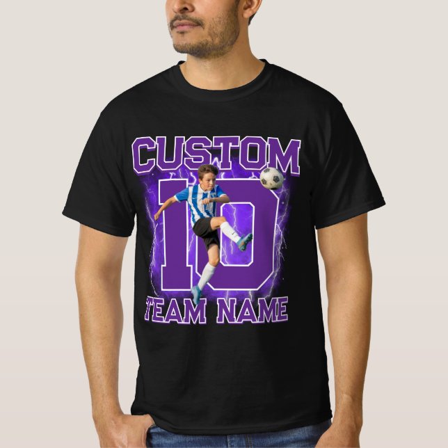 Custom senior soccer player, team name & number  T-Shirt (Vorderseite)
