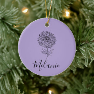 Custom September Aster Birth Blume Geschenk für di Keramik Ornament