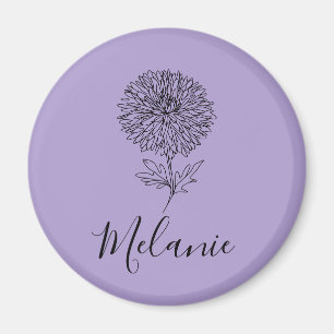 Custom September Aster Birth Blume Geschenk für di Magnet