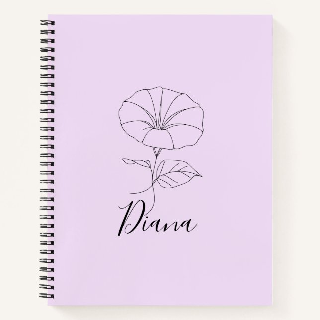 Custom September Morning Glory Birth Blume Geschen Notizbuch (Vorderseite)
