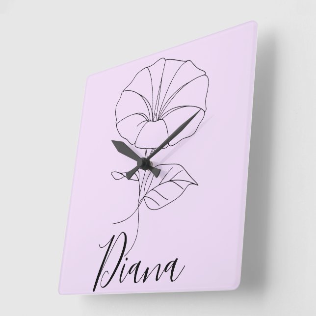 Custom September Morning Glory Birth Blume Geschen Quadratische Wanduhr (Winkel)