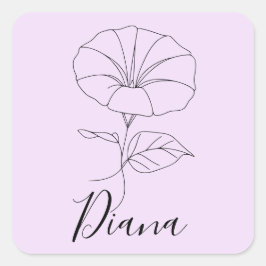 Custom September Morning Glory Birth Blume Geschen Quadratischer Aufkleber