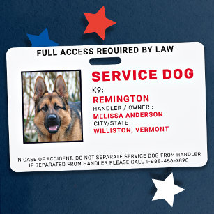 Custom Service Dog Photo ID Badge Ausweis