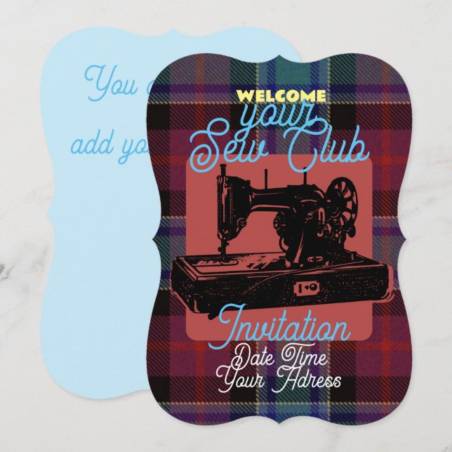 Custom Sew Club Vintage Nähmaschine Einladung (Vorne/Hinten)