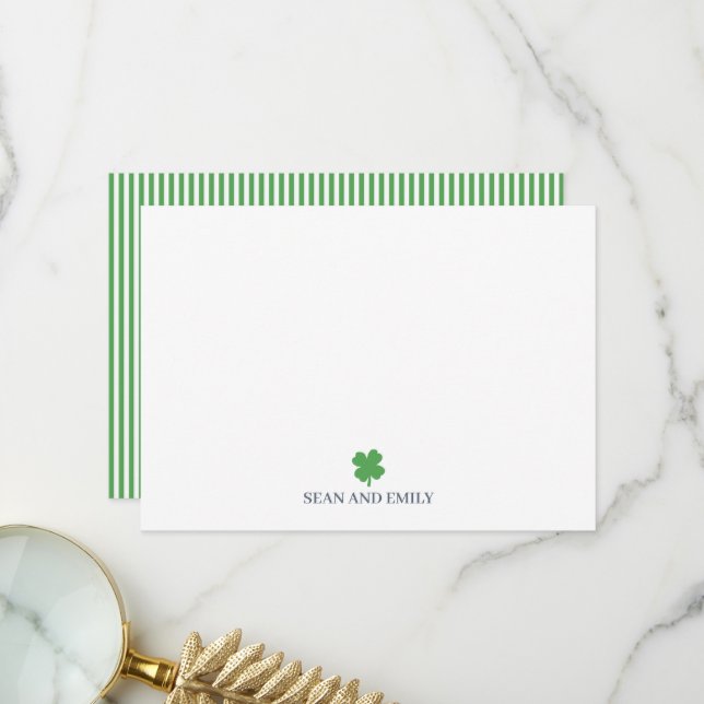 Custom Shamrock Painting Irish Stationary Dankeskarte (Vorderseite/Rückseite Beispiel)