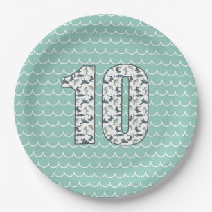 Custom Shark Birthday Plate   10. Geburtstag   See Pappteller