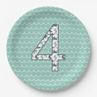 Custom Shark Birthday Plate | 4. Geburtstag | Ozea Pappteller