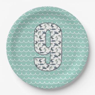 Custom Shark Birthday Plate   9. Geburtstag   Ozea Pappteller