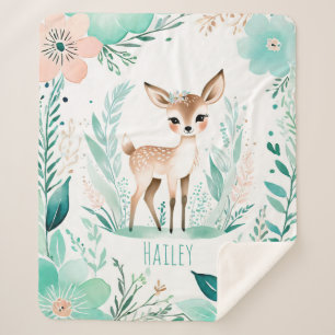Custom Sherpa Baby Blanket - Boho Fawn Design Sherpadecke