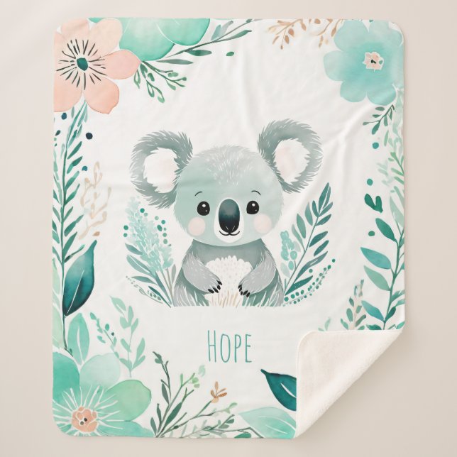 Custom Sherpa Baby Blanket - Boho Koala Design Sherpadecke (Vorderseite)