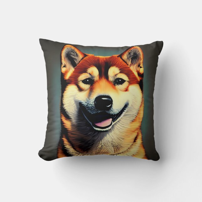 Custom Shiba Portrait Foto Throw Kissen (Vorderseite)