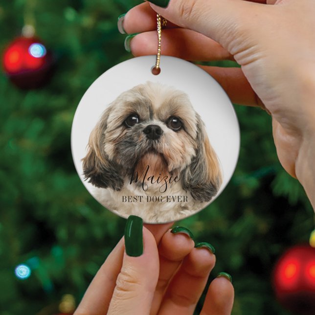 Custom Shih Tzu Dog Personalisiert Pet Foto Keramik Ornament (Von Creator hochgeladen)