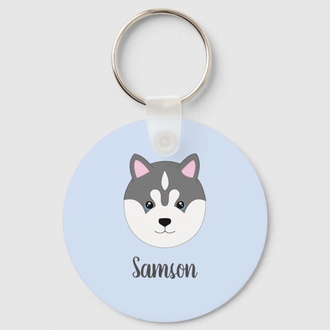 Custom Siberian Husky Dog Key Chain Schlüsselanhänger (Vorderseite)