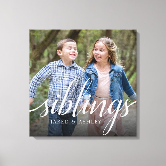 Custom Siblons Brother Sister Foto Handwriting Leinwanddruck (Vorderseite)