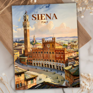 Custom Siena Italien Reisen Vintag Piazza del Camp Postkarte
