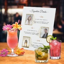 Custom Signature Drinks Gold Winter Wedding Foto Sockelschild