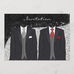 Custom Silver and Gray Gay Wedding Einladung