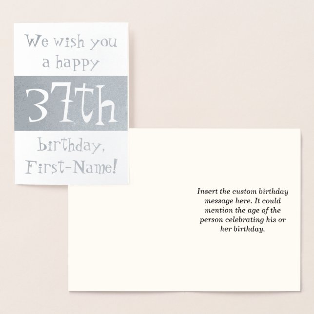 Custom Silver Foil 37. Geburtstag Grußkarte Folienkarte (Anzeige)