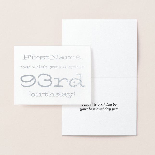Custom Silver Foil 93. Geburtstagskarte Folienkarte (Anzeige)