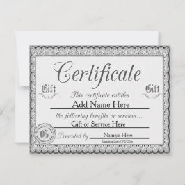 Custom Silver Gift Certificate for Invasion Einladung