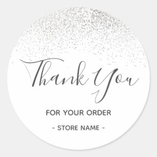 Custom Silver Glitzer Order Vielen Dank Runder Aufkleber